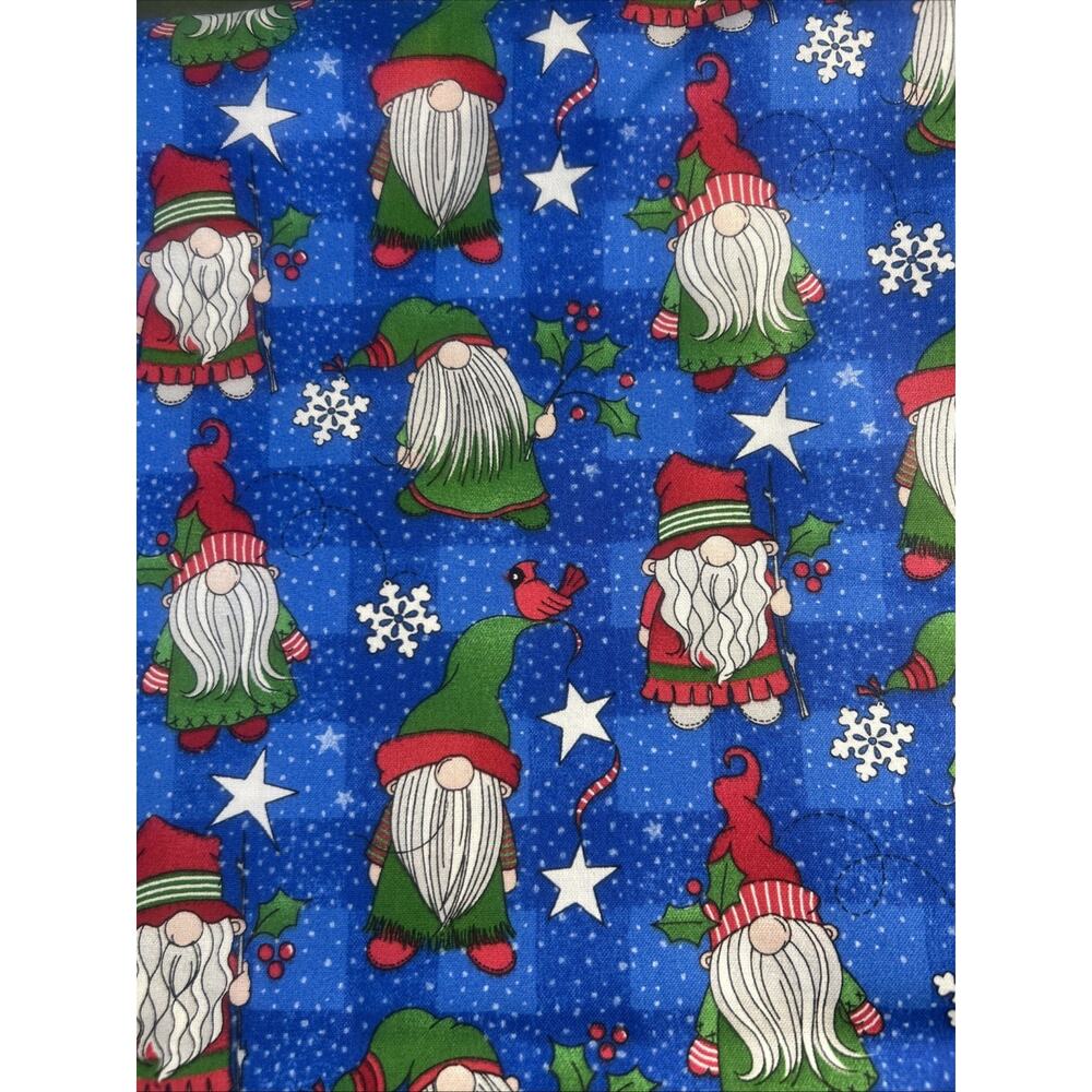 Patty Reed Gnome Fabric Blue Christmas Cotton Stiff Quilting 73x44 Nordic Cozy